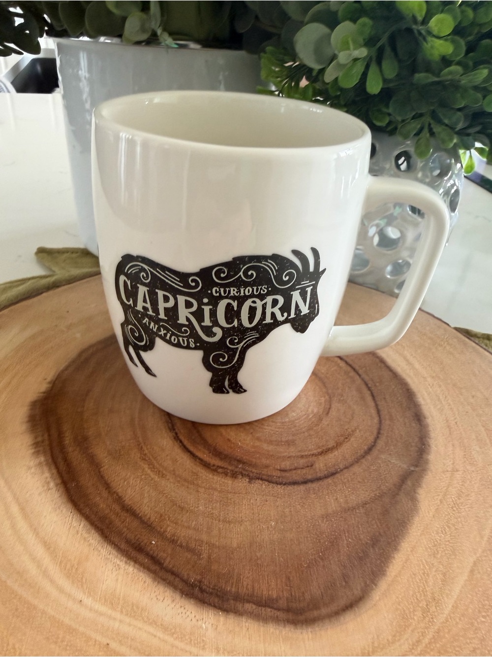 Threshold Capricorn Zodiac White Ceramic Mug - Astrology Coffee Cup